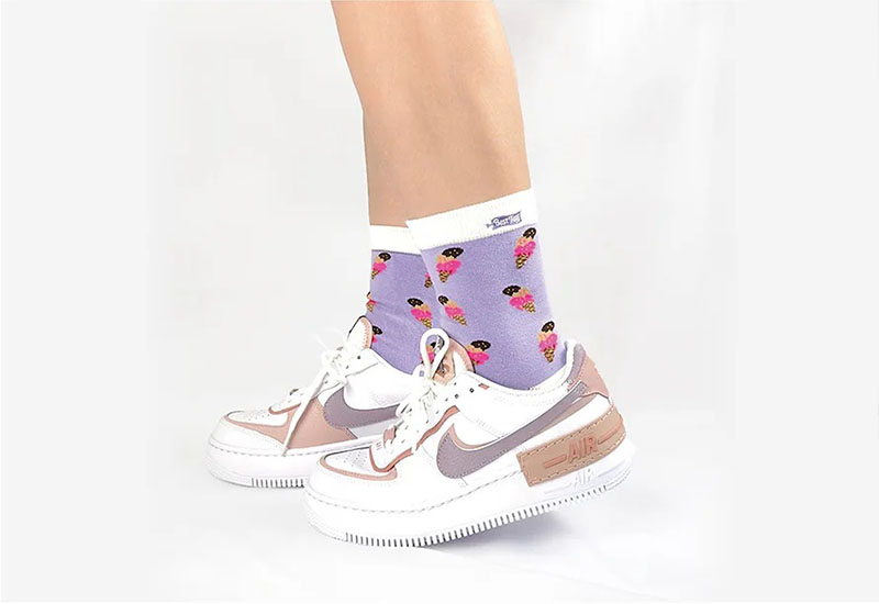 甜筒冰淇淋-淺紫 厚襪款(2種尺寸)